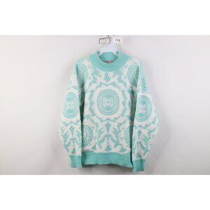 Vintage 80s 90s Womens Large Metallic Knit Fairy Kei Kawaii Sweater Pastel USA